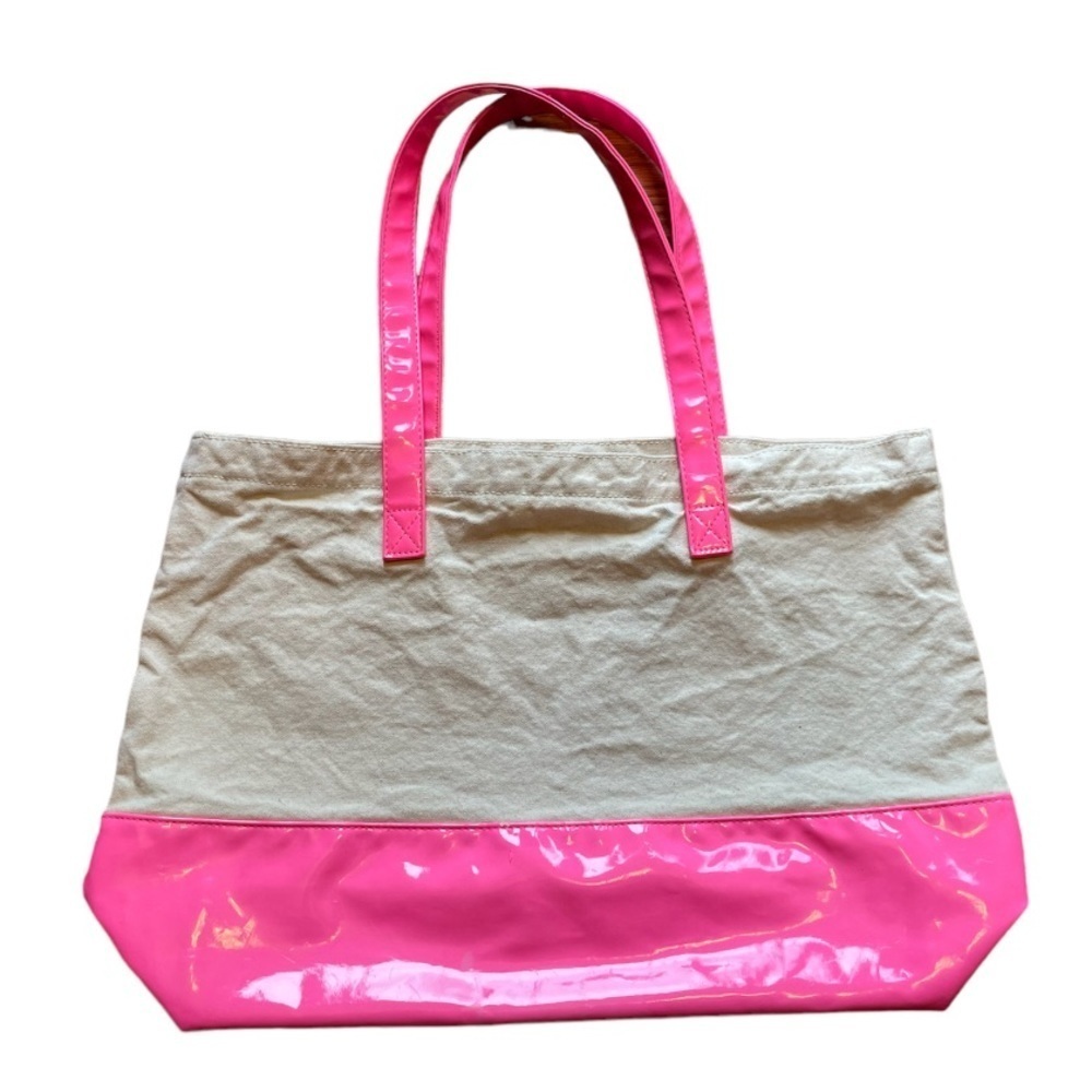 Victoria Secret canvas and vinyl pink over shoulder causal bag - Picture 2 of 7